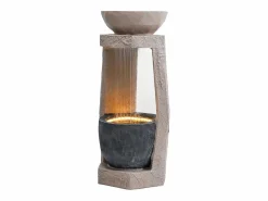 Fuente de jardín para jardín y patio - 36,5 x 36 x 81,5 cm - con LED + bomba de agua - Resina -^Merax