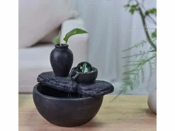 Zen Arôme Fuente de resina de interior con LED de sílice Negro New