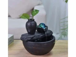 Zen Arôme Fuente de resina de interior con LED de sílice Negro New