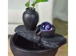 Zen Arôme Fuente de resina de interior con LED de sílice Negro New