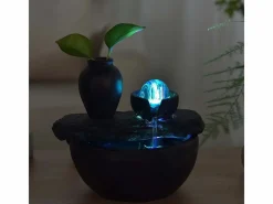 Zen Arôme Fuente de resina de interior con LED de sílice Negro New