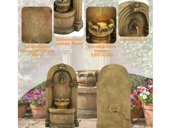 Merax Fuente decorativa de jardín con soporte - 50 x 32 x 90 cm - estilo antiguo - para jardín/estanque/patio/balcón - Resina - marrón Marru00f3n Clearance