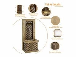 Fuente decorativa de jardín con soporte - 37 x 31,5 x 89 cm - estilo antiguo - 3 estanques con agua corriente - Resina - marrón^Merax Sale