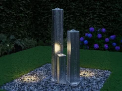Fuente exterior de acero inoxidable - 3 columnas - An. 49 x Alt. 98 cm - - PAMORA^MYLIA Hot
