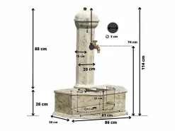 Fuente mural de piedra reconstituida "Provence" con grifo de latón^Habitat et jardin Discount