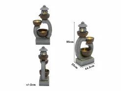 Fuente zen de exterior para jardín, terraza, balcón o césped - 44,5 x 25 x 95 cm - con LED - Resina -^Merax Discount