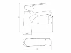 Essebagno Full mezclador bajo lavabo mate Negro Best