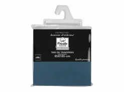 Douceur d'intérieur Funda de Almohada de Rulo Percalina 85x185 cm 100% Algodón Liso Acabado Punto de Ojales Azul