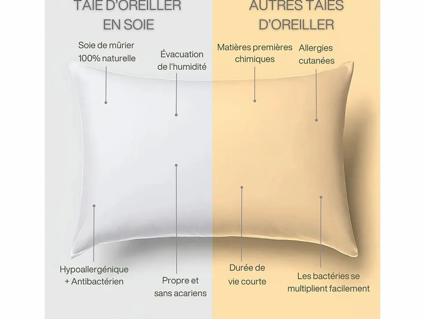 Funda de Almohada en Pura Seda de Morera 70x50^Inphysio Online