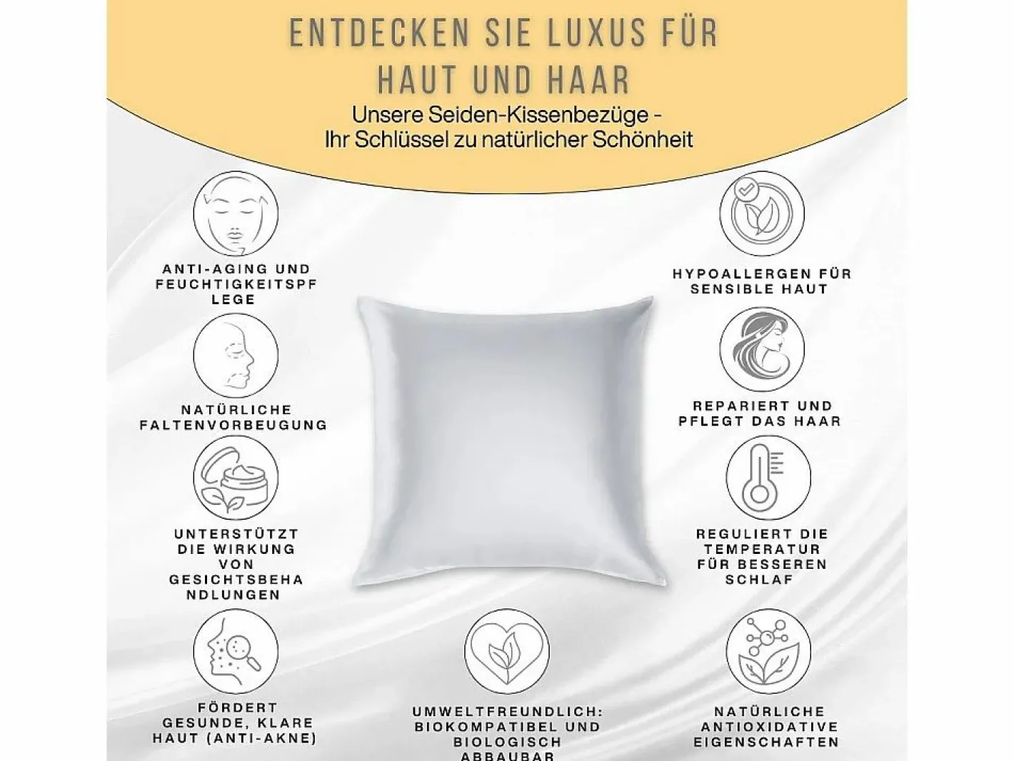Funda de Almohada en Pura Seda de Morera 70x50^Inphysio Online