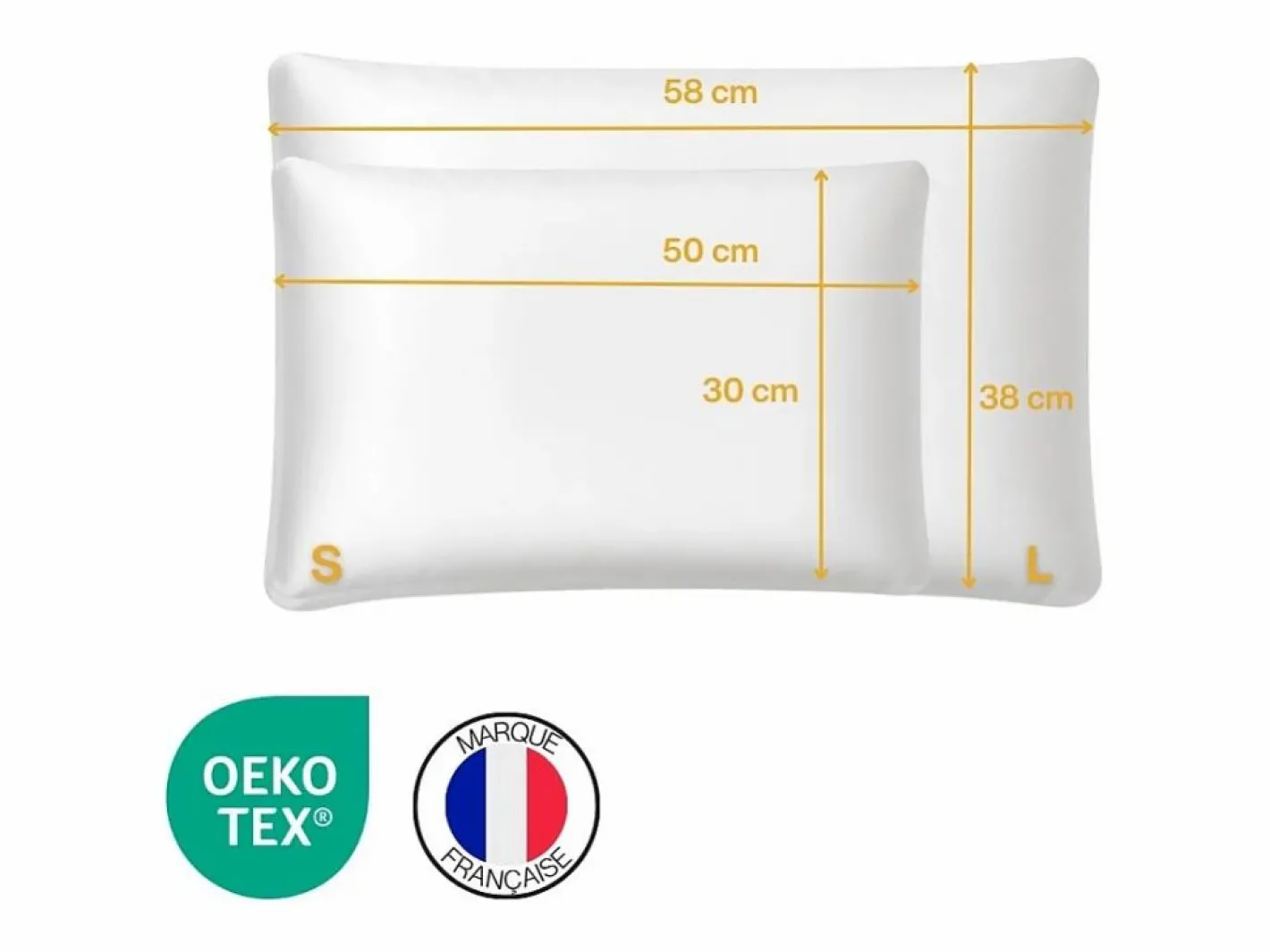 Inphysio Funda de Almohada en Satén para Almohada EXTRA Plana S - 50x30x5,5 - Blanco Hot