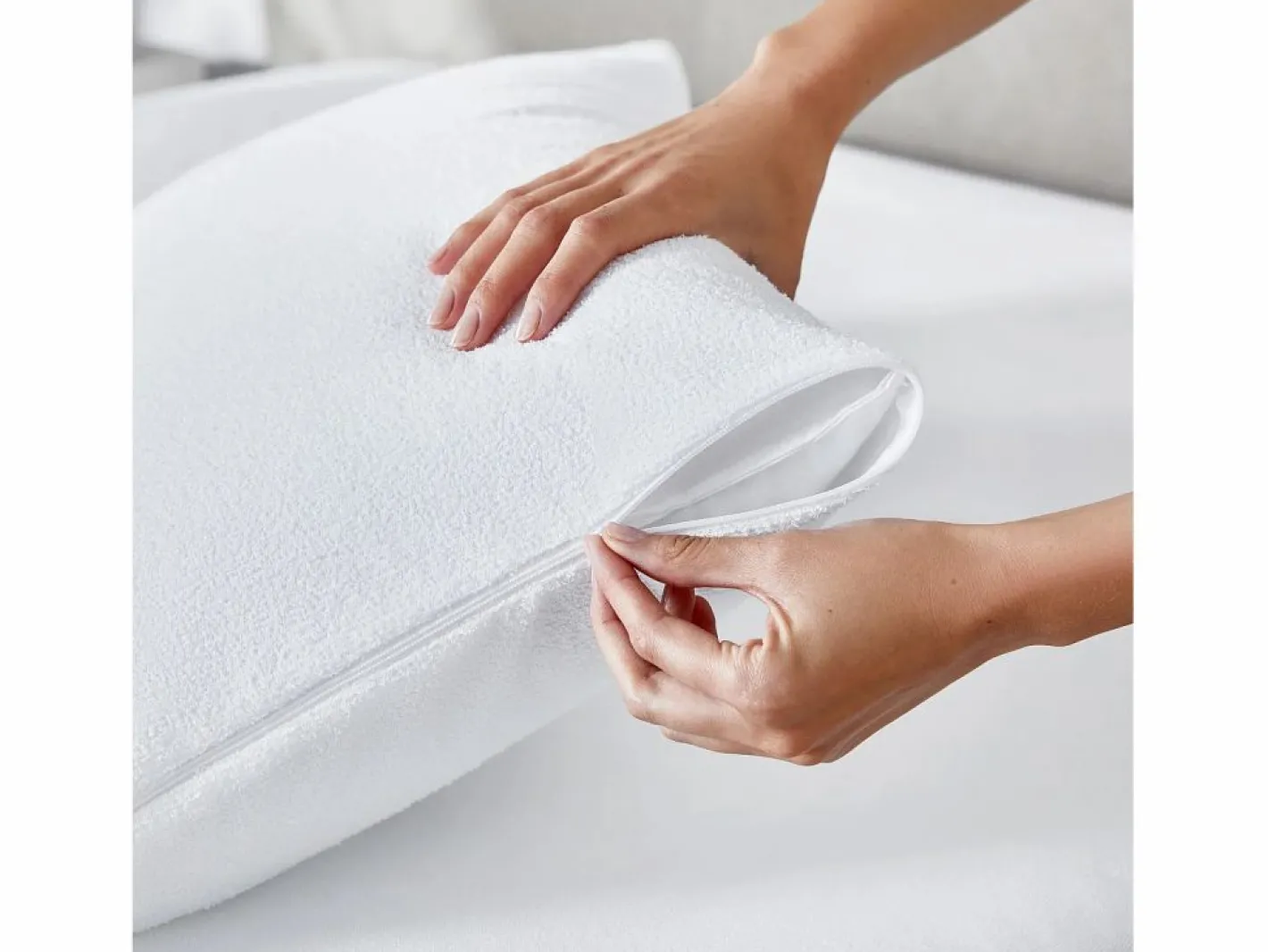 PIKOLIN Funda De Almohada|Funda de Almohada 70x40cm| HOME| Rizo| Aloe Vera| Impermeable