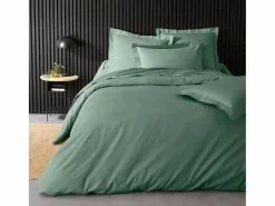 Promo Linge Funda de Edredón de Percal de Algodón Liso 240 x 220 cm Verde Clearance