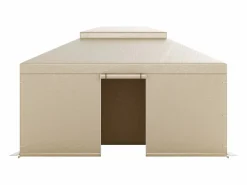Funda de Gazebo Invierno SucceBuy, 3,66 x 4,9 m, Cubierta de Gazebo con Techo Rígido Doble, con Paneles Laterales, Ventanas de Malla, Material PE Alta Densidad Beige Hot