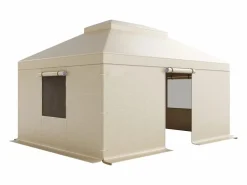 Funda de Gazebo Invierno SucceBuy, 3,66 x 4,9 m, Cubierta de Gazebo con Techo Rígido Doble, con Paneles Laterales, Ventanas de Malla, Material PE Alta Densidad Beige Hot