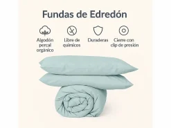 Morfeo Descanso Funda Nórdica|Funda nórdica verde agua 200x190/200 - 100% algodón orgánico premium