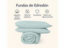 Morfeo Descanso Funda Nórdica|Funda nórdica verde agua 105x190/200 - 100% algodón orgánico premium