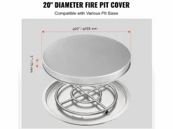 Funda Protectora Resistente para Anillo de Fuego SucceBuy, 508 mm, Protector contra Chispas para Fogatas al Aire Libre Plateado New