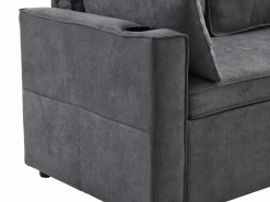 Fusio Primavera-Verano - Sofá Cama Angular 3 Plazas, Modular, Tela de Lino con Reposabrazos Portavasos - Ideal para Salón y Estancia^ Clearance