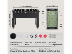Futbolín|Futbolín Mesa de Juego de Futbolín SucceBuy Mesa de Futbolín de 139.7 cm, Juego de Fútbol Estándar para Uso Doméstico