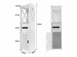 DripeX Gabinete de baño moderno, unidad de almacenamiento en pie con 4 cajones, armario de almacenamiento, 18x20x80cm - Blanco Discount