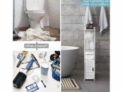DripeX Gabinete de baño moderno, unidad de almacenamiento en pie con 4 cajones, armario de almacenamiento, 18x20x80cm - Blanco Discount