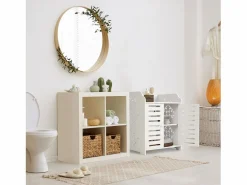 DripeX Gabinete de zapato 3 estantes, gabinete de zapato de entrada de 2 puertas, diseño de patrones de corte, 40x31x53cm, Blanco