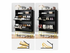 Gabinete de zapatos, con 2 puertas de subcontratación y 1 estante abierto, antiinclinado, , 80x24x117cm de diseño^DripeX Clearance