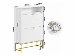 DripeX Zapatero|Mueble De Almacenaje|Gabinete de zapatos, con 2 puertas de subcontratación y 1 estante abierto, anti-plina, , 80x24x117cm de diseño