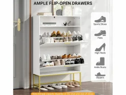 DripeX Zapatero|Mueble De Almacenaje|Gabinete de zapatos, con 2 puertas de subcontratación y 1 estante abierto, anti-plina, , 80x24x117cm de diseño