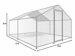 Habitat et jardin Gallinero 12 m² parque de malla metálica 4 x 3 x 2 M acero galvanizado Gris Online