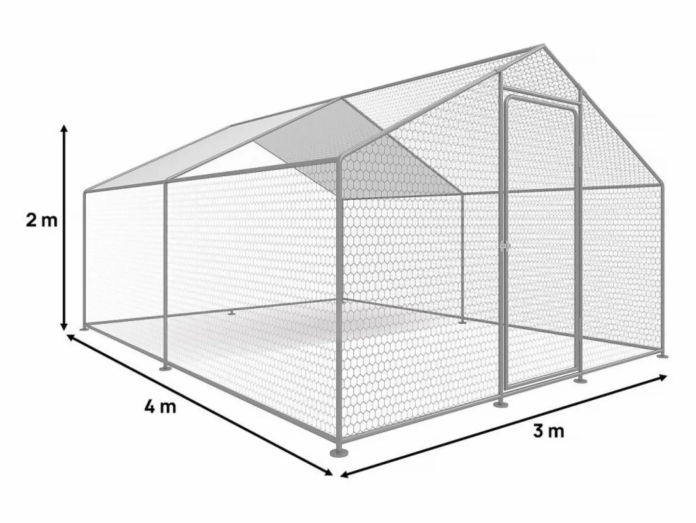 Habitat et jardin Gallinero 12 m² parque de malla metálica 4 x 3 x 2 M acero galvanizado Gris Online