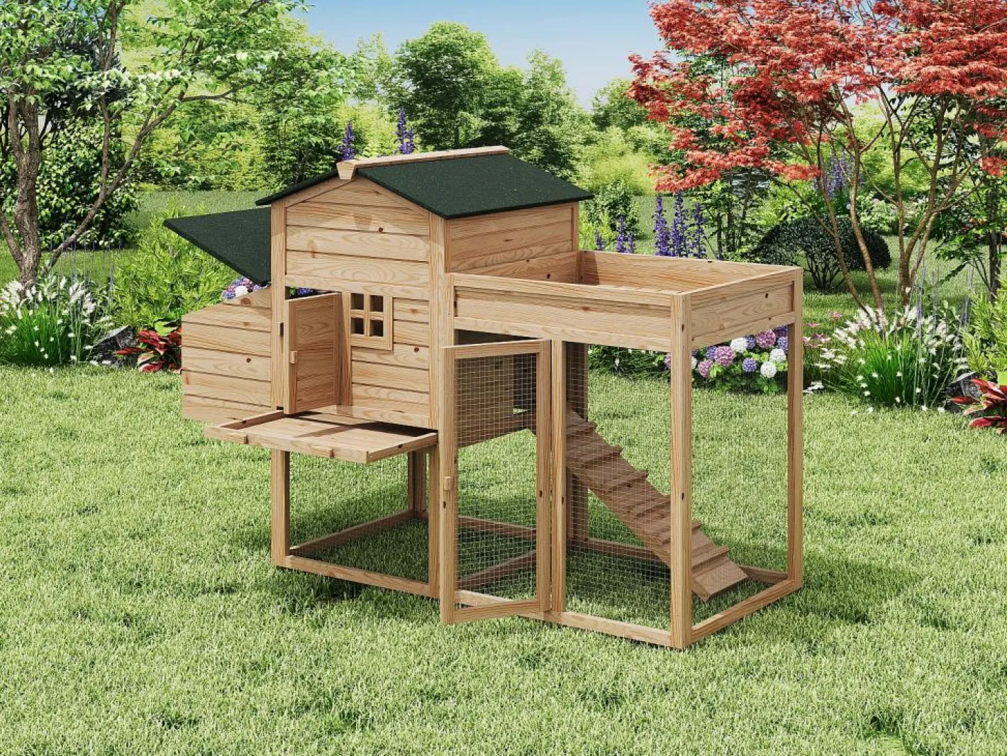 Gallinero con valla y huerto 4 gallinas - Alt. 109 cm - Natural - CAMPORA^Vente-unique New