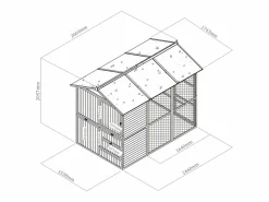 Vente-unique Gallinero de madera con corral - 10 gallinas - L. 266 x An. 174 x Al. 205 cm - - FERAS Blanco New