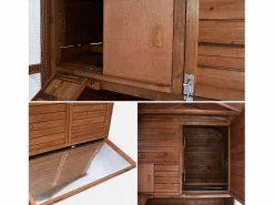 Sweeek Gallinero de madera con corral para 6 a 8 gallinas madera Marru00f3n chocolate Online