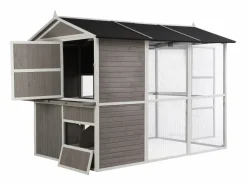 Gallinero de madera con cerca - 10 gallinas - Ancho 266 x Prof. 174 x A. 205 cm - Blanco - FERAS^Vente-unique Online