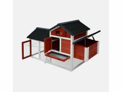 Sweeek Gallinero de madera con corral para 3 gallinas Rojo Best