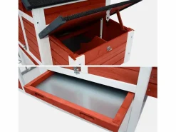 Sweeek Gallinero de madera con corral para 3 gallinas Rojo Best