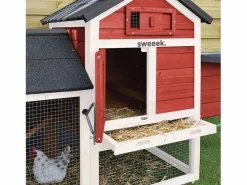Sweeek Gallinero de madera con corral para 3 gallinas Rojo Best