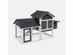 Gallinero de madera con corral para 3 gallinas antracita^Sweeek