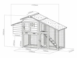 Vente-unique Gallinero de madera con valla - 4 gallinas - L. 173 x Prof. 64 x Alt. 108 cm - - LEVAS Blanco Outlet