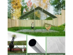 Gallinero metálico con cierre de seguridad y cubierta de PE impermeable 3,03x1,57x2m^Hauss Spole Hot