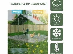 Gallinero metálico con cierre de seguridad y cubierta de PE impermeable 3,03x1,57x2m^Hauss Spole Hot