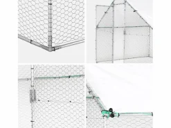 Sweeek Cama De Animales De Compañía|Gallinero y aviario de acero galvanizado gris et vert