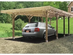 Habitat et jardin Garaje de madera "Carport Modular" - 19,96 m² - Techo plano - 6,06 x 5,06 m Beige