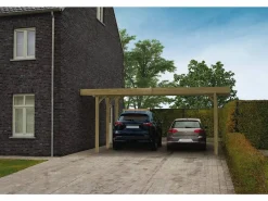 Habitat et jardin Garaje de madera "Carport Modular" - 19,96 m² - Techo plano - 6,06 x 5,06 m Beige