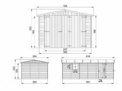 Garaje de madera natural - A222x616x324 cm / 18 m² - M102^Timbela Online