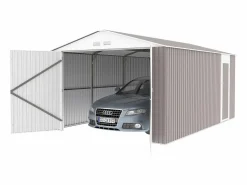 Habitat et jardin Garaje en metal "Nevada" con puerta abatible - 15,36 m² Topo Hot