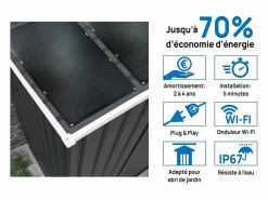 Habitat et jardin Garaje|Garaje metálico <> - 15,36 m² con panel solar - Antracita