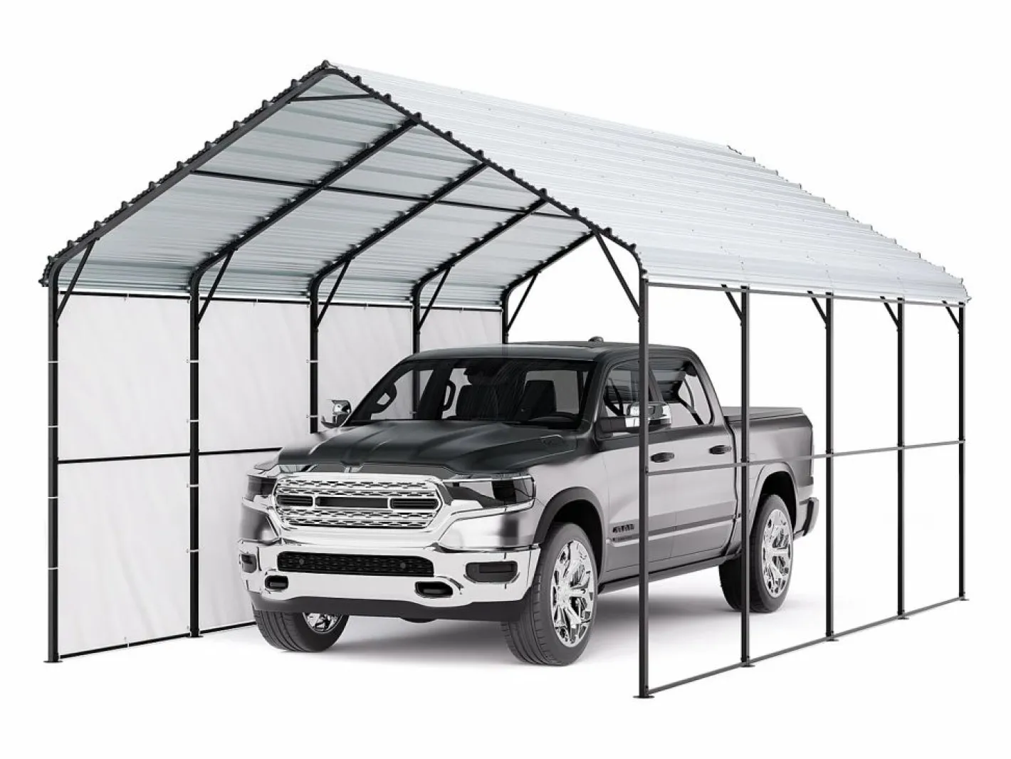 Garaje Metálico Robusto para Coches SucceBuy, 365 x 610 cm, Abriego Exterior Robusto para Coches y Barcos Plateado Online